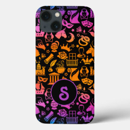 Kleurrijke Shakespeare-pictogrammen op zwart Case-Mate iPhone Case