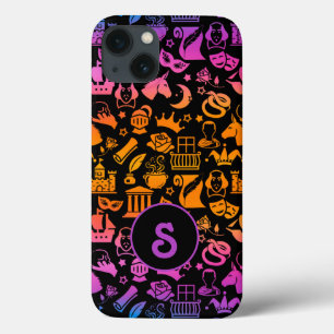 Kleurrijke Shakespeare-pictogrammen op zwart Case-Mate iPhone Case
