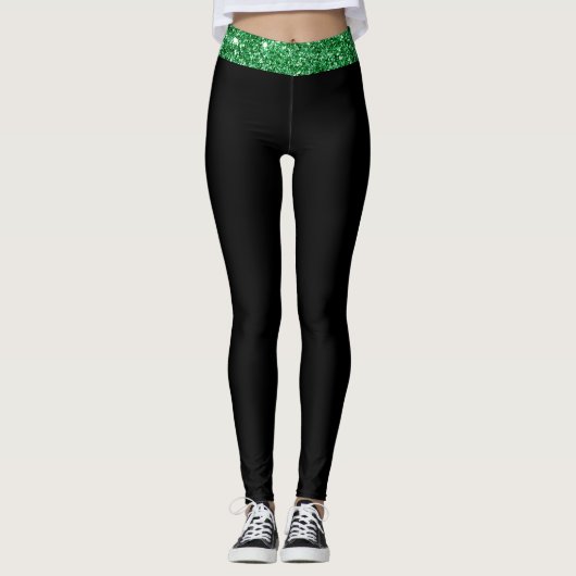 Kleurrijke Shamrock met Pinch Me Print Stretchy Leggings (Voorkant)
