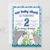 Kleurrijke Shark Ocean Beach 2e verjaardag Kaart (Voorkant)