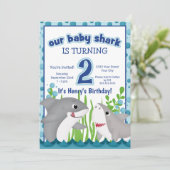 Kleurrijke Shark Ocean Beach 2e verjaardag Kaart (Staand voorkant)