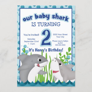 Kleurrijke Shark Ocean Beach 2e verjaardag Kaart