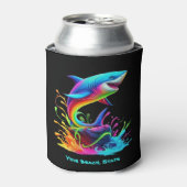 Kleurrijke Shark Splash Blikjeskoeler (Blikje Voorkant)