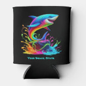 Kleurrijke Shark Splash Blikjeskoeler (Voorkant)