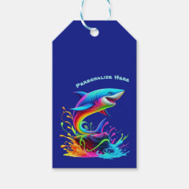 Kleurrijke Shark Splash- Cadeaulabel