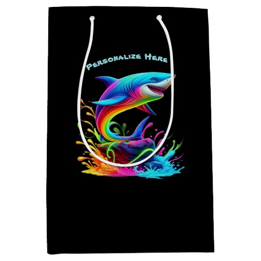 Kleurrijke Shark Splash- Medium Cadeauzakje (Voorkant)