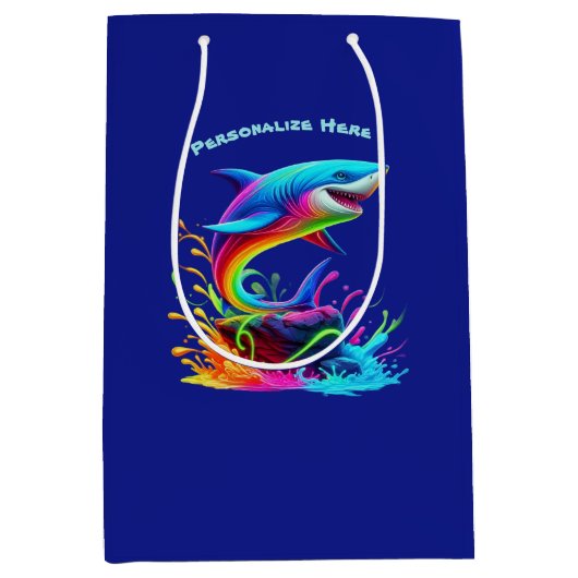 Kleurrijke Shark Splash- Medium Cadeauzakje (Voorkant)