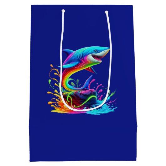 Kleurrijke Shark Splash- Medium Cadeauzakje (Achterkant)