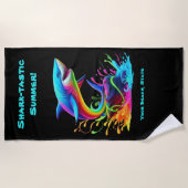 Kleurrijke Shark Splash Strandlaken (Voorkant)