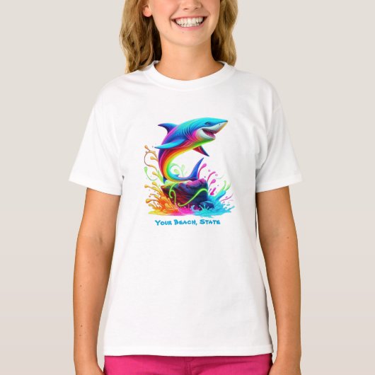 Kleurrijke Shark Splash T-shirt (Voorkant)