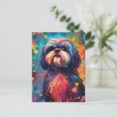 Kleurrijke Shih Tzu Briefkaart (Staand voorkant)