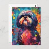 Kleurrijke Shih Tzu Briefkaart (Voorkant / Achterkant)