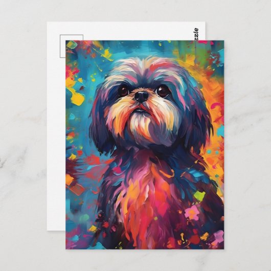 Kleurrijke Shih Tzu Briefkaart (Voorkant / Achterkant)
