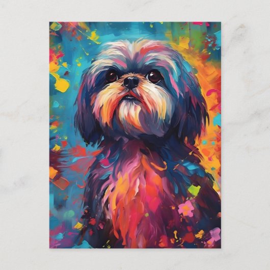 Kleurrijke Shih Tzu Briefkaart (Voorkant)
