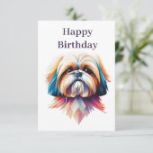 Kleurrijke Shih Tzu-kaart Bedankkaart (Staand voorkant)