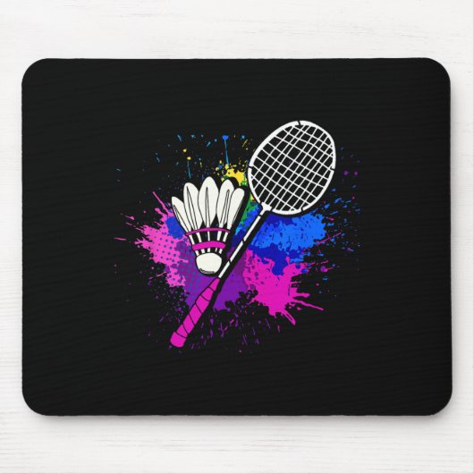 Kleurrijke Shuttle Racket Badminton Speler Muismat (Voorkant)