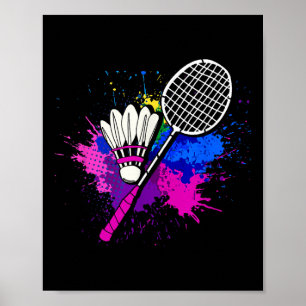 Kleurrijke Shuttle Racket _ Badminton Speler Poster