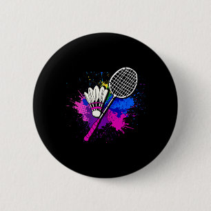 Kleurrijke Shuttle Racket Badminton Speler Ronde Button 5,7 Cm