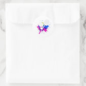 Kleurrijke Shuttle Racket _ Badminton Speler Ronde Sticker (Tas)