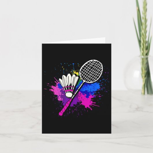 Kleurrijke Shuttle Racket _ Badmintonspeler  Kaart (Voorkant)