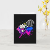 Kleurrijke Shuttle Racket _ Badmintonspeler  Kaart (Gele Bloem)