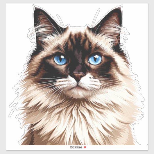 Kleurrijke Siamese Kat Illustratie Sticker (Vel)