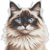 Kleurrijke Siamese Kat Illustratie Sticker (Voorkant)