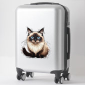 Kleurrijke Siamese Kat Illustratie Sticker (Koffer)