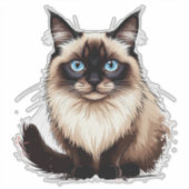 Kleurrijke Siamese Kat Illustratie Sticker (Voorkant)
