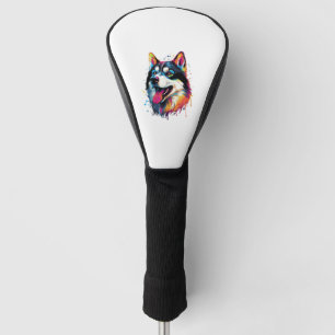 kleurrijke Siberische Husky hond in PopArt stijl Golfheadcover