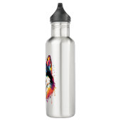 kleurrijke Siberische Husky hond in PopArt stijl Waterfles (Rechts)