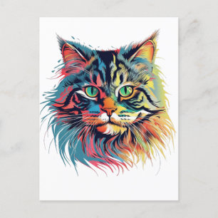 Kleurrijke Siberische kat Briefkaart