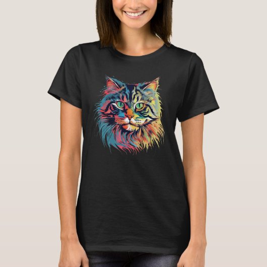 Kleurrijke Siberische kat T-shirt (Voorkant)