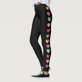 Kleurrijke Side Stripe Waterverf Hearts Dames Yoga Leggings (Links)