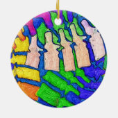 Kleurrijke sierkunst keramisch ornament (Achterkant)