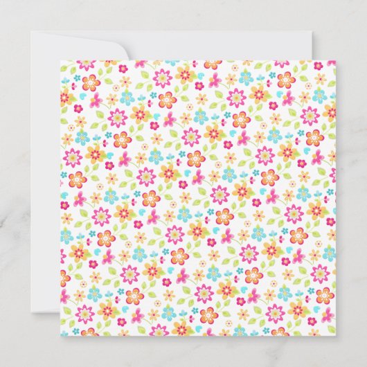 Kleurrijke sierlijke bloemen baby douche uitnodigi kaart (Achterkant)