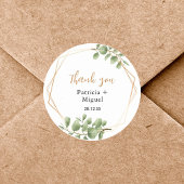 Kleurrijke sierlijke botanische blad bruiloft dank ronde sticker