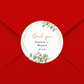 Kleurrijke sierlijke botanische blad bruiloft dank ronde sticker