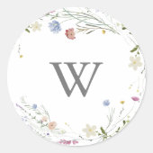 Kleurrijke sierlijke monogram bruiloft envelop afd ronde sticker (Voorkant)