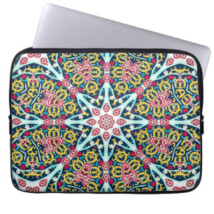Kleurrijke Sierlijke Rozet Mandala Kunst Laptop Sleeve
