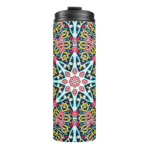 Kleurrijke Sierlijke Rozet Mandala Kunst Thermosbeker