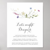 Kleurrijke sierlijke wilde bloem late nacht luier  poster (Voorkant)