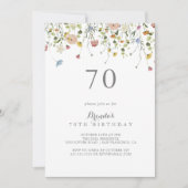 Kleurrijke sierlijke wilde bloemen 70e verjaardag  kaart (Voorkant)