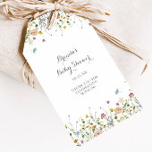 Kleurrijke sierlijke wilde bloemen Baby shower Cadeaulabel