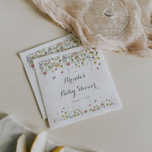 Kleurrijke sierlijke wilde bloemen Baby shower Servet
