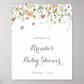 Kleurrijke sierlijke wilde bloemen Baby shower wel Poster (Voorkant)