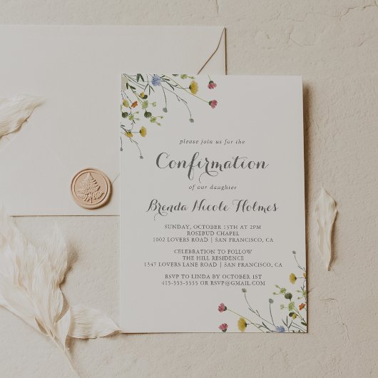 Kleurrijke sierlijke wilde bloemen bevestiging kaart