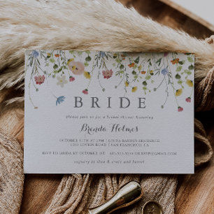 Kleurrijke sierlijke wilde bloemen bruid Vrijgezel Kaart