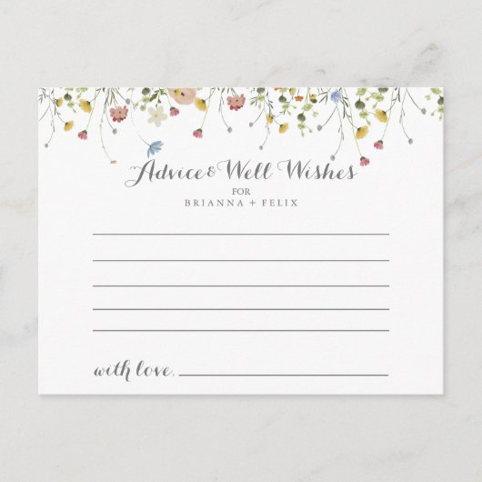 Kleurrijke sierlijke wilde bloemen bruiloft advies briefkaart