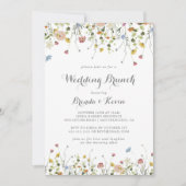 Kleurrijke sierlijke wilde bloemen bruiloft brunch kaart (Voorkant)